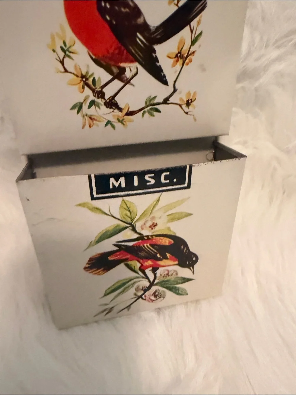 Vintage Bird Wall Organizer - Yellow, Red, Black Bird Motifs